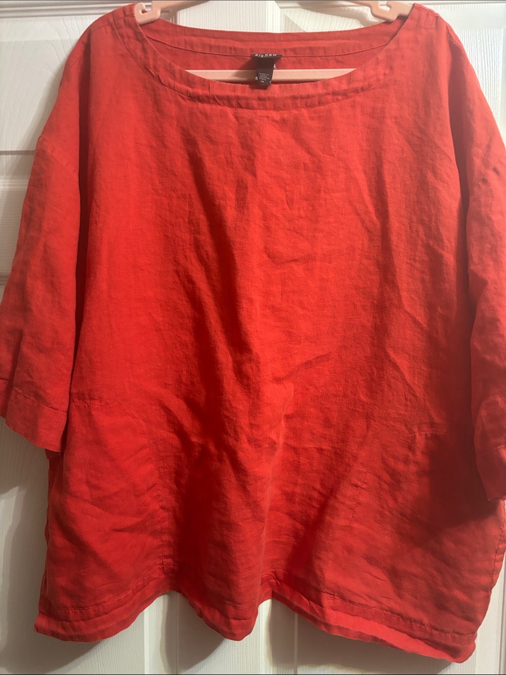 Eileen Fisher Red Linen Boatneck Women’s Top